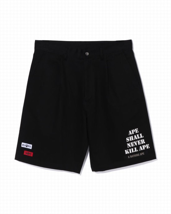 Shorts Bape Multi Motif Cuir Pocket Chino Homme Noir | COUGE0231