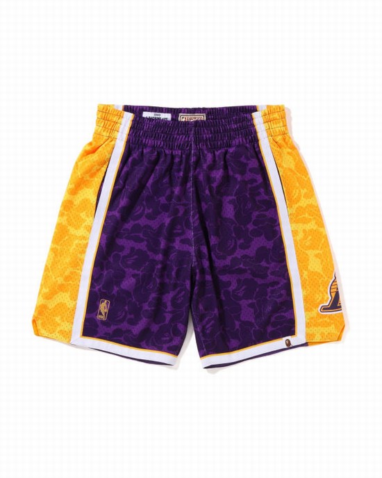 Shorts Bape X M&N Los Angeles Lakers Jersey Homme Violette | MSEXA4256