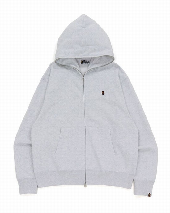 Sweat À Capuche Bape Ape Head One Point Relaxed hooded Homme Grise Clair | GPXJC3475