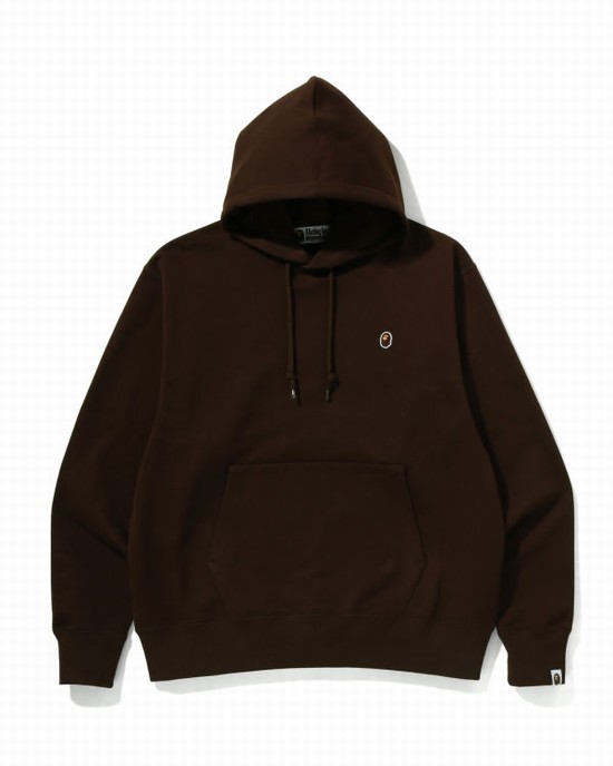 Sweat À Capuche Bape Ape Head One Point Relaxed Fit Pullover Homme Marron | SOQDL9634