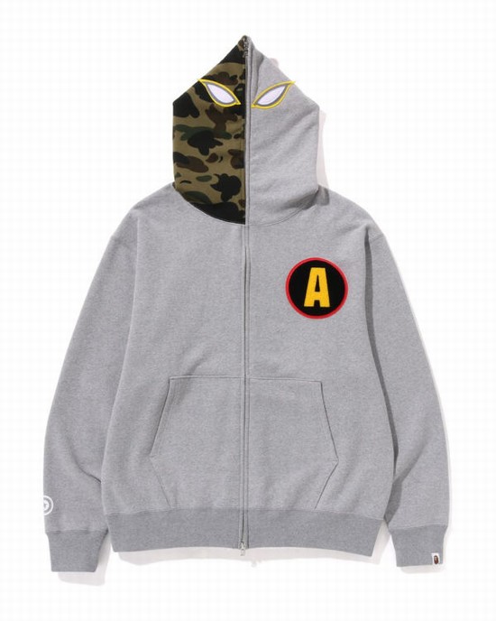 Sweat À Capuche Bape Shadow Relaxed Fit Full Zip Homme Grise | UKYMH7164