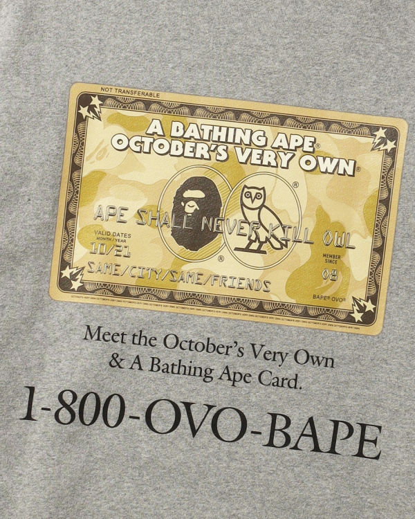 Sweats Bape X OVO Card Crew Neck Homme Grise | NHUEQ0453