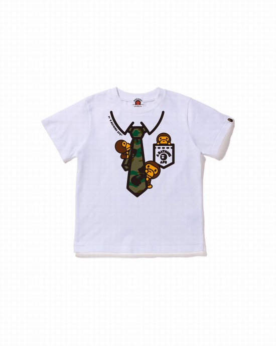 T Shirts Bape 1st Camo Milo Neck Print Enfant Blanche | QPBAN5903