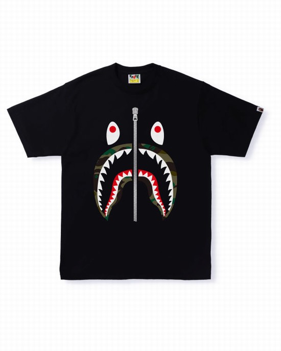 T Shirts Bape 1st Camo Shark Homme Noir | MPNSV8497