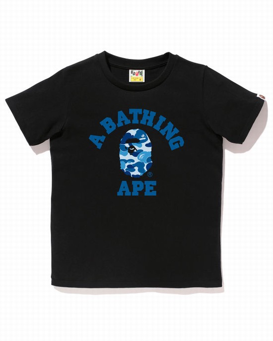 T Shirts Bape ABC Camo College Femme Noir | VPTOZ7359