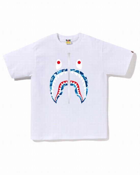 T Shirts Bape ABC Camo Shark Homme Blanche | CKVIJ4869