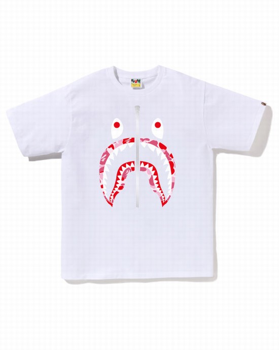 T Shirts Bape ABC Camo Shark Homme Blanche | IFMAL0974