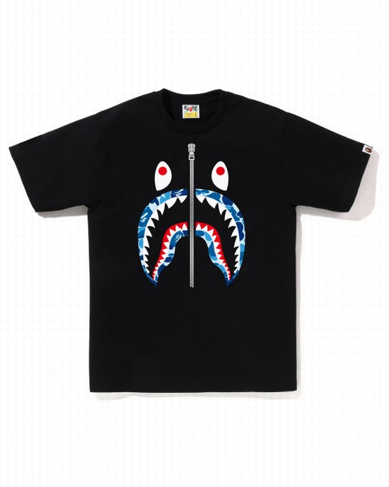 T Shirts Bape ABC Camo Shark Homme Noir | PWADG0186