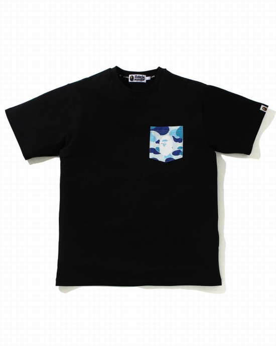 T Shirts Bape ABC Camo pocket Homme Bleu Clair | UECNA0283