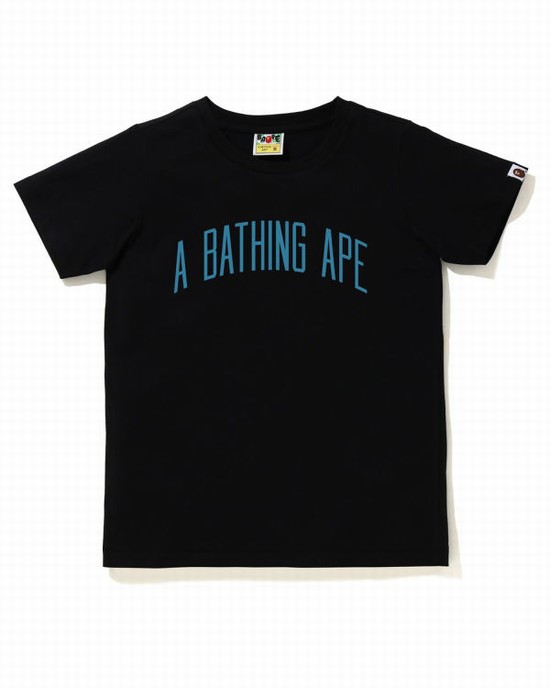T Shirts Bape A Bathing Ape Letter Femme Noir | AXUCJ8269