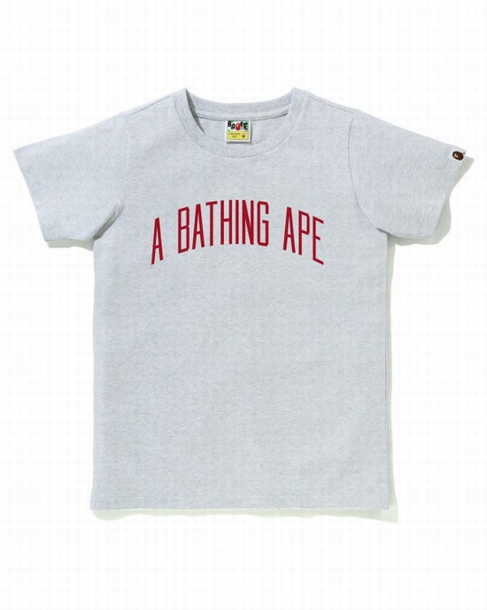T Shirts Bape A Bathing Ape Letter Femme Grise | PEOSM4963