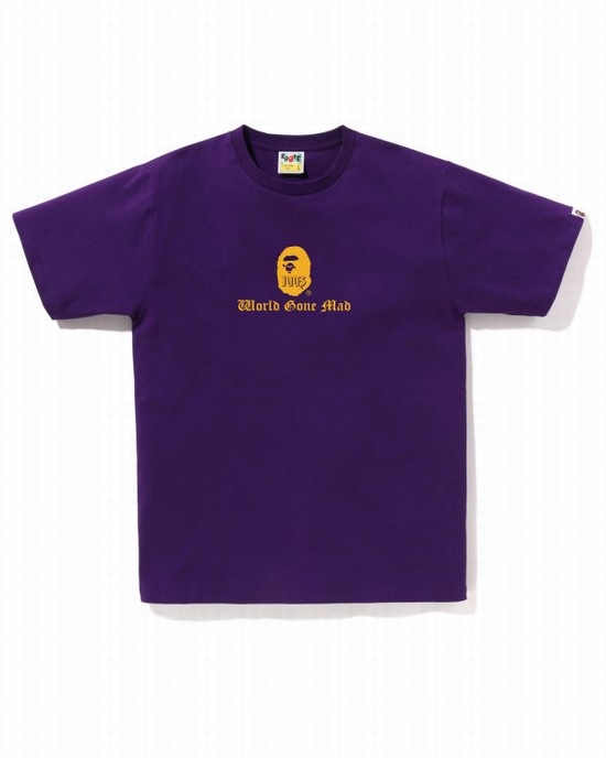 T Shirts Bape A Bathing Ape Logo Homme Violette | NZSRL8319