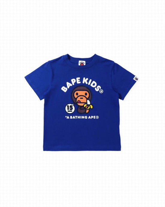T Shirts Bape BK15TH Anniversay Milo Enfant Bleu | KZRQB9317