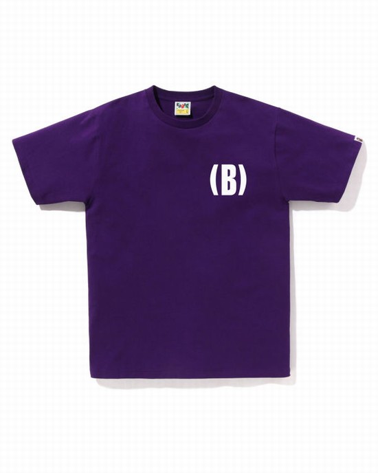 T Shirts Bape B One Point Homme Violette | IQMCY6187