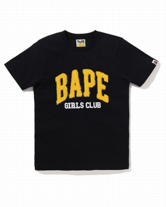 T Shirts Bape Boa Fleece Girls Femme Noir | NGABM8705