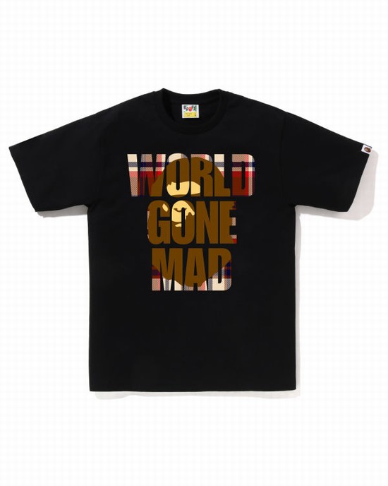 T Shirts Bape Check WGM Ape Head Overlap Homme Noir | OQCPE9435