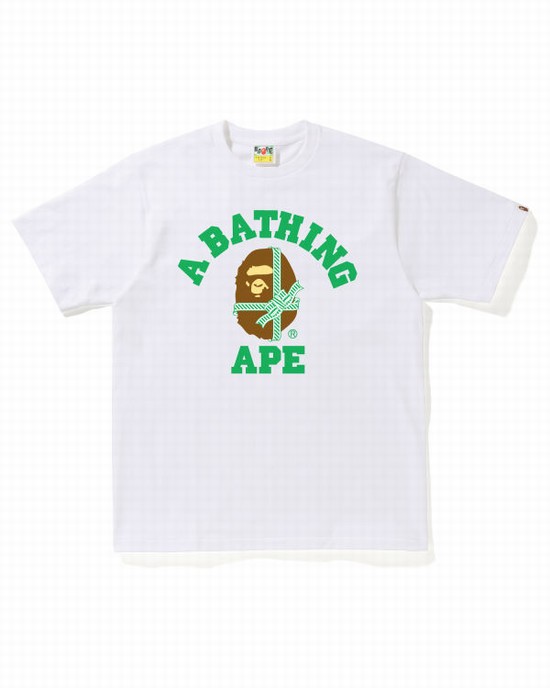 T Shirts Bape Christmas College Homme Blanche | VYQWX6379