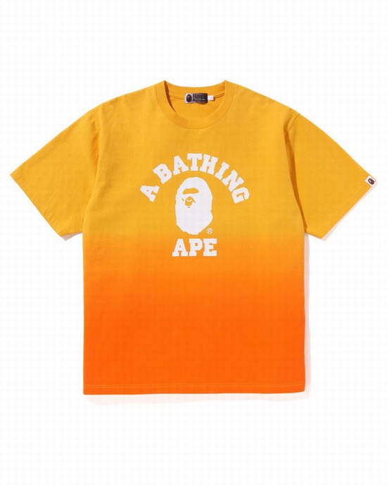 T Shirts Bape College Gradation Relaxed Fit Homme Orange | XDOME4960
