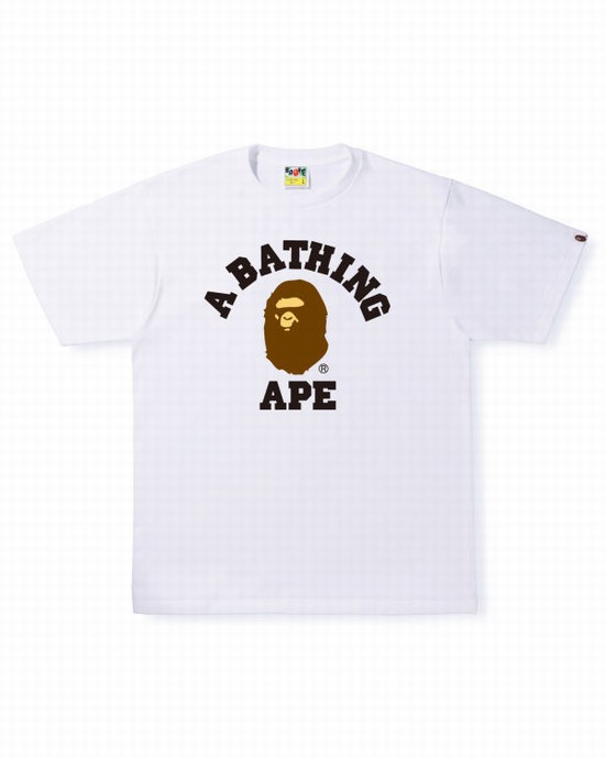 T Shirts Bape College Homme Blanche | WTVCP9301