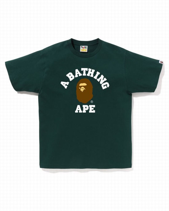 T Shirts Bape College Homme Vert | BDLAW6532