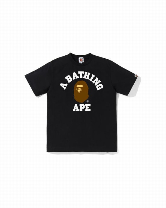 T Shirts Bape College Jr Enfant Noir | QMPER4796