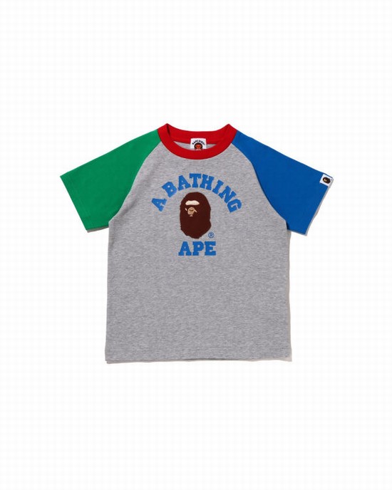 T Shirts Bape College Raglan Enfant Grise | VDGPE9108
