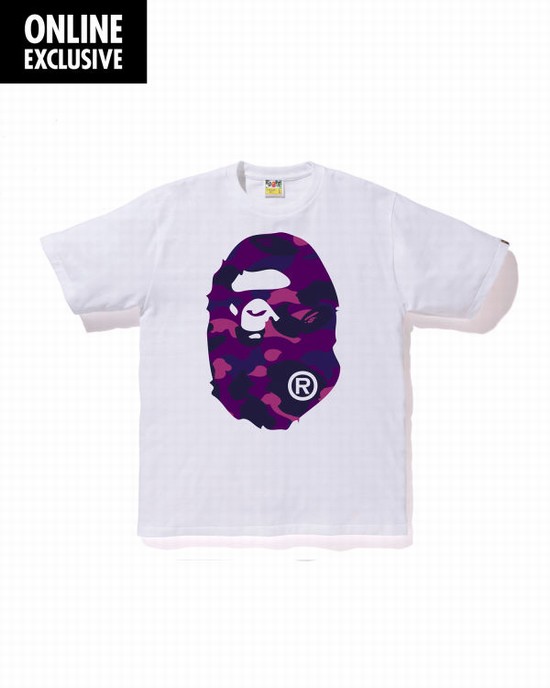 T Shirts Bape Color Camo Big Ape Head Homme Violette | DXYGI6908