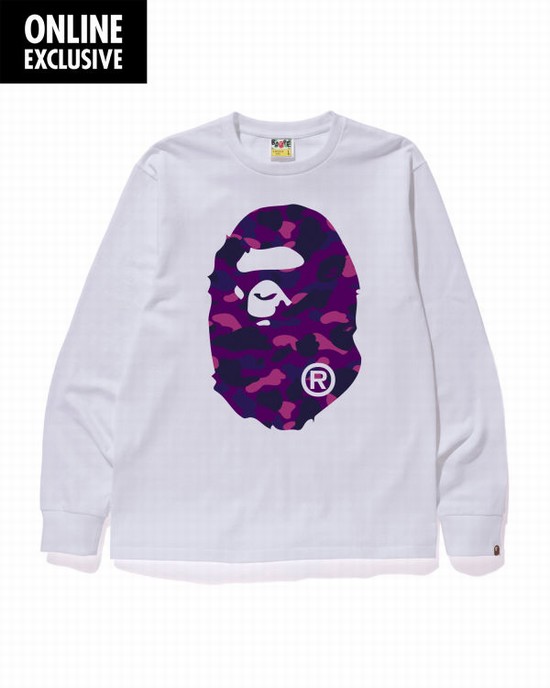 T Shirts Bape Color Camo Big Ape Head Homme Blanche | MEDLX5374