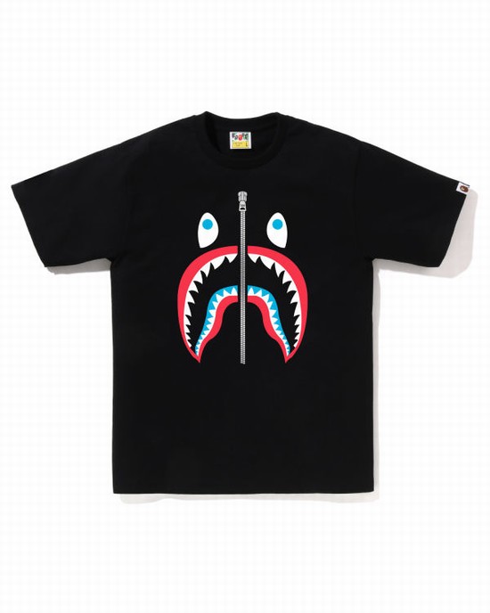 T Shirts Bape Colors Shark Homme Noir | JILYK2147