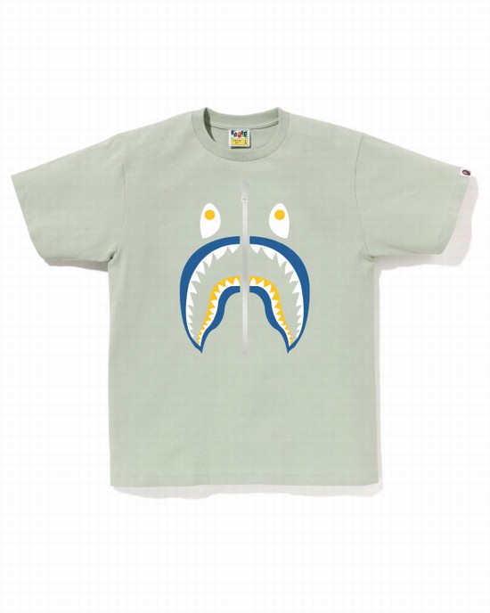 T Shirts Bape Colors Shark Homme Vert | NGPVK3465