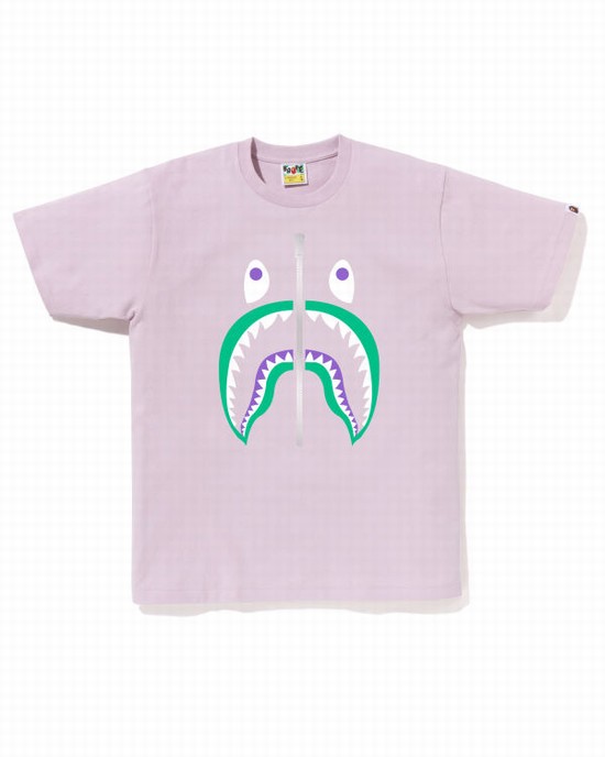 T Shirts Bape Colors Shark Homme Violette | DVAKS4509