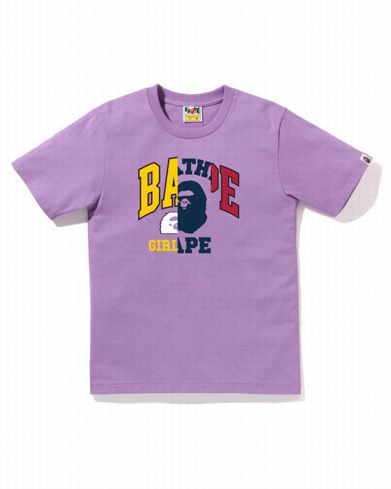 T Shirts Bape Docking Graphique Femme Violette | XUFHK6745