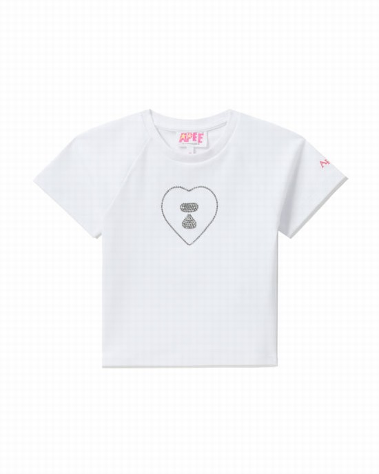 T Shirts Bape Graphique crop #2 Femme Blanche | BYUZJ4925