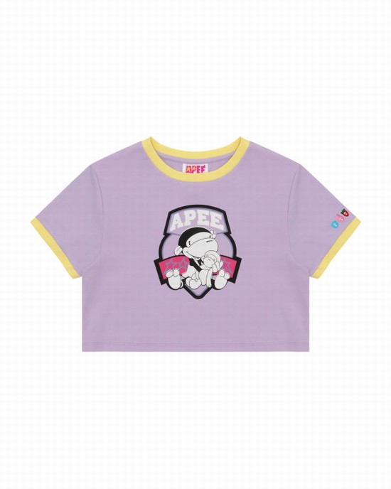 T Shirts Bape Graphique cropped Femme Violette | BHLQI3904