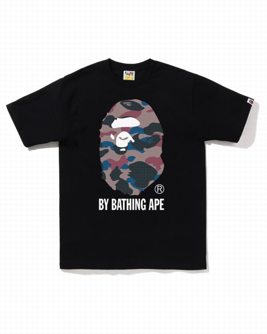 T Shirts Bape Grid Camo By Bathing Ape Homme Noir | PBFMR8537
