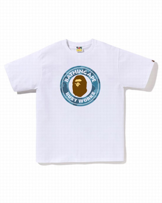 T Shirts Bape Honeycomb Camo Busy Works Homme Blanche | AWVQG4879