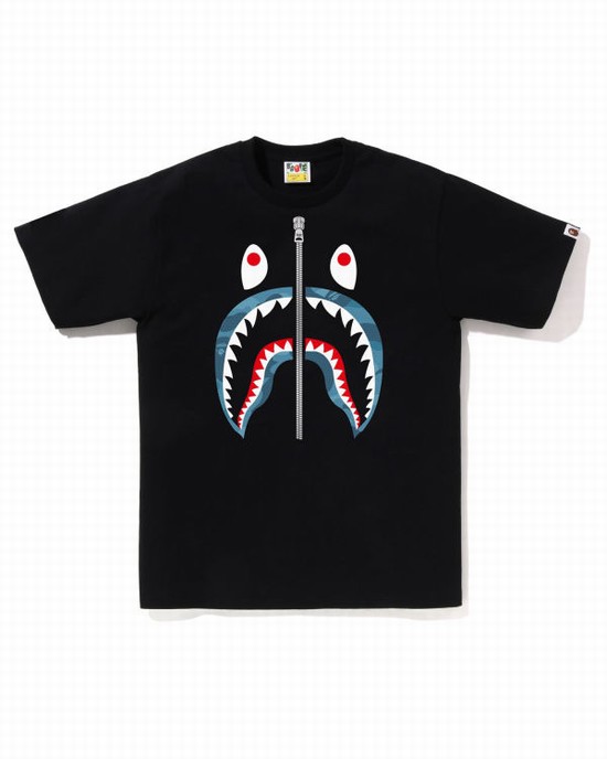 T Shirts Bape Honeycomb Camo Shark Homme Noir | UOEYT0842