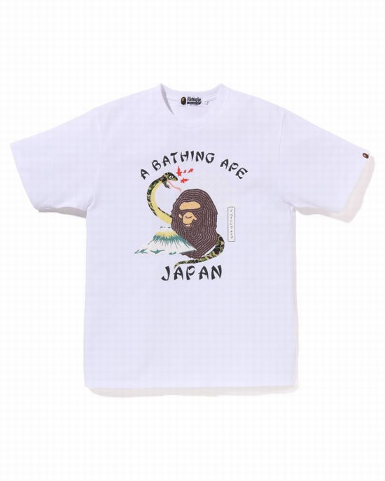 T Shirts Bape Japanese Culture Homme Blanche | TOJMD8471