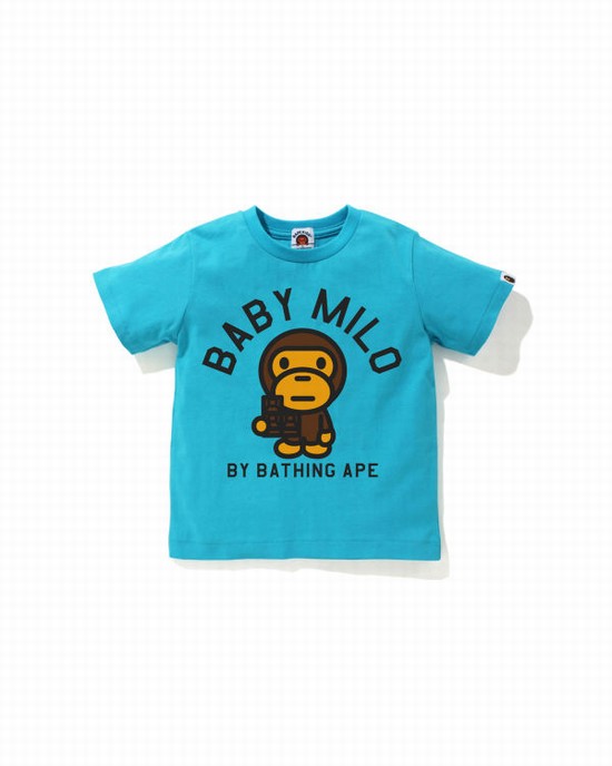 T Shirts Bape Milo Chocolate Enfant Bleu | DEFUA4702