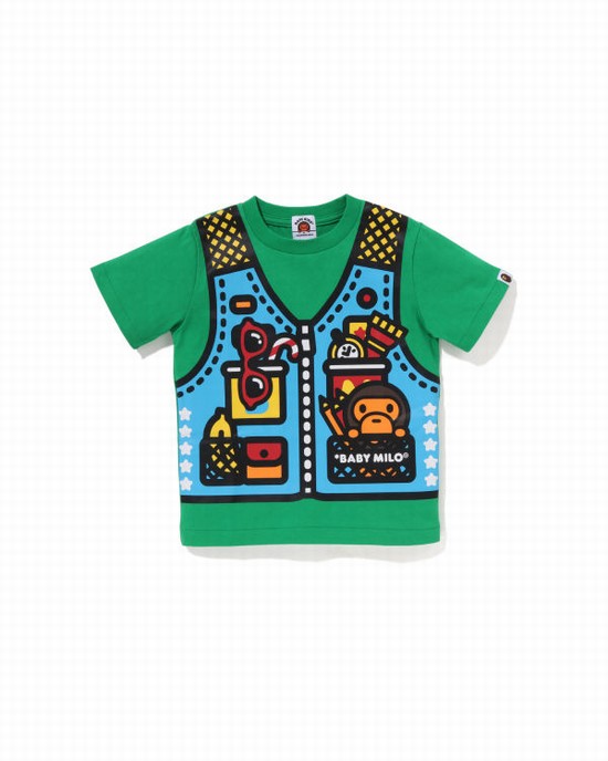 T Shirts Bape Milo Fishing Print Enfant Turquoise | DPBSM6048