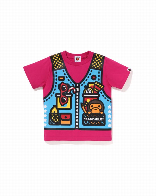 T Shirts Bape Milo Fishing Print Enfant Rose | GLIFD1647