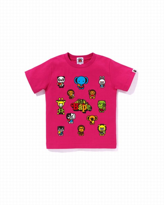 T Shirts Bape Milo Mixed Fruit #1 Enfant Rose | MINFS4132