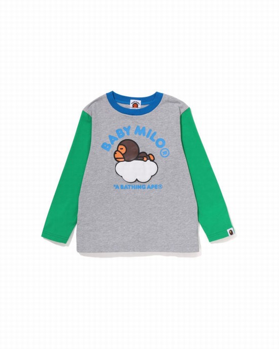 T Shirts Bape Milo Sleep On Cloud L/S Enfant Grise | QACWZ4807