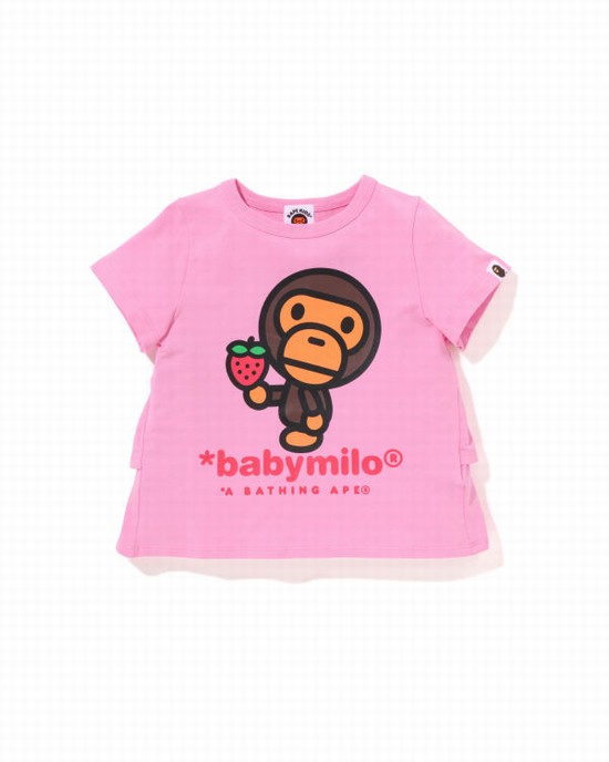 T Shirts Bape Milo Strawberry Frill Enfant Rose | AJCTI6934