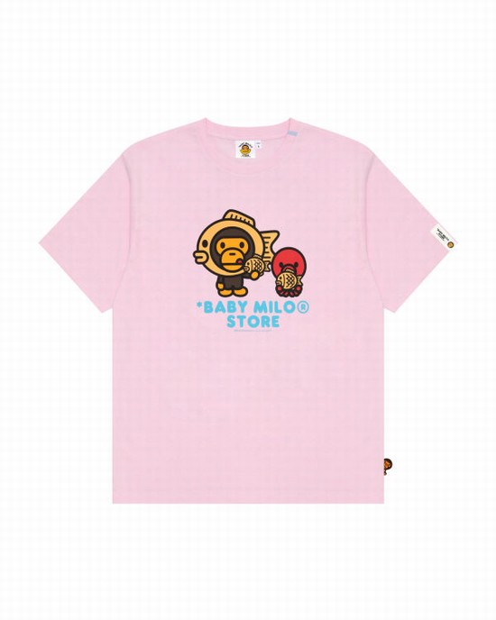 T Shirts Bape Milo graphic Femme Rose | TZQGE4568