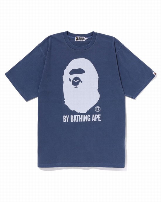 T Shirts Bape Overdyed By Bathing Ape Relaxed Homme Bleu Marine Bleu | VSYIW2403
