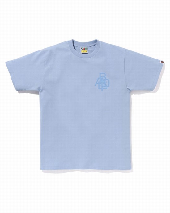 T Shirts Bape Pigment Logo Homme Bleu | BUTIH5234