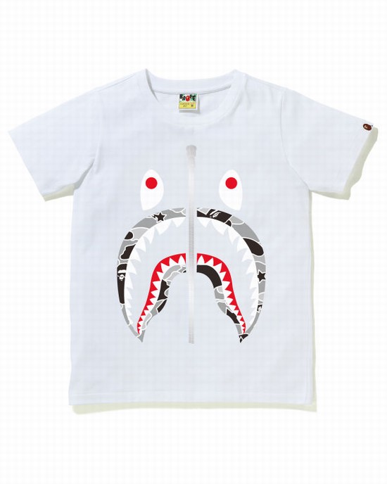 T Shirts Bape STA Camo Shark Femme Blanche | ILCGE0649