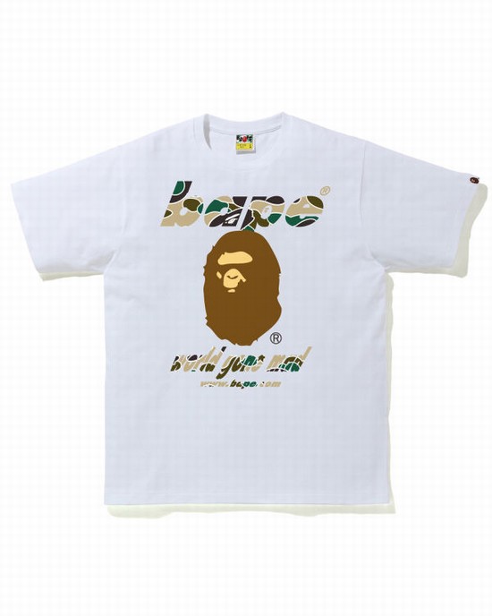 T Shirts Bape STA Camo WGM Ape Head Homme Blanche | WXPRC3480