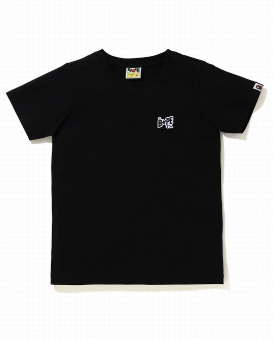 T Shirts Bape STA Logo One Point Femme Noir | YLVOT2085